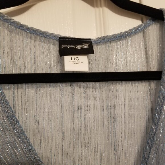 NWT Cover Me Sparkly Blue/Silver Long Sheer Sarong Cover Up Maxi Dress Large - Picture 4 of 11